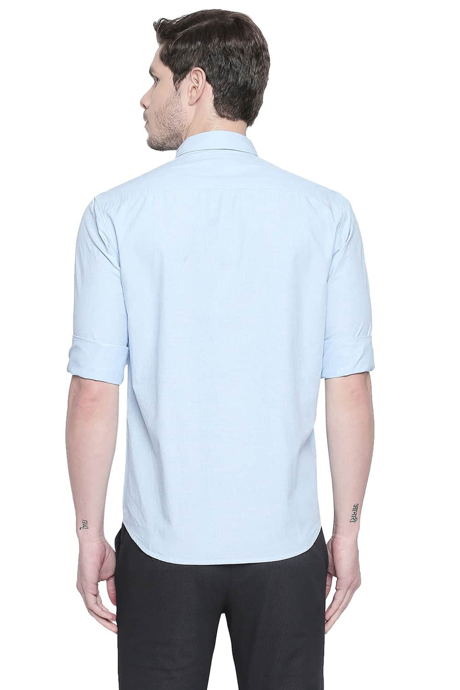 BASICS SLIM FIT SKYWAY BLUE FIL A FIL SHIRT