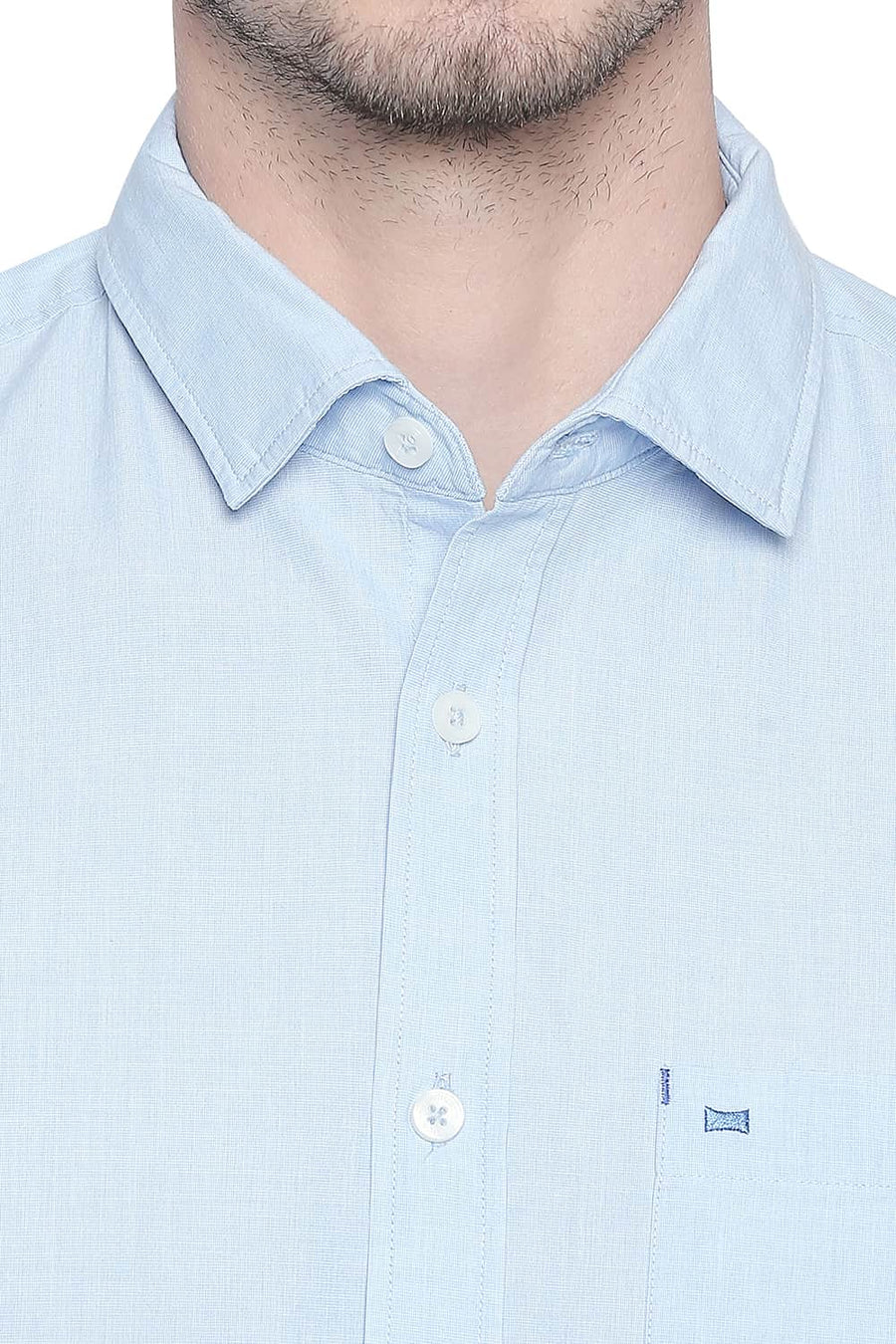 BASICS SLIM FIT SKYWAY BLUE FIL A FIL SHIRT