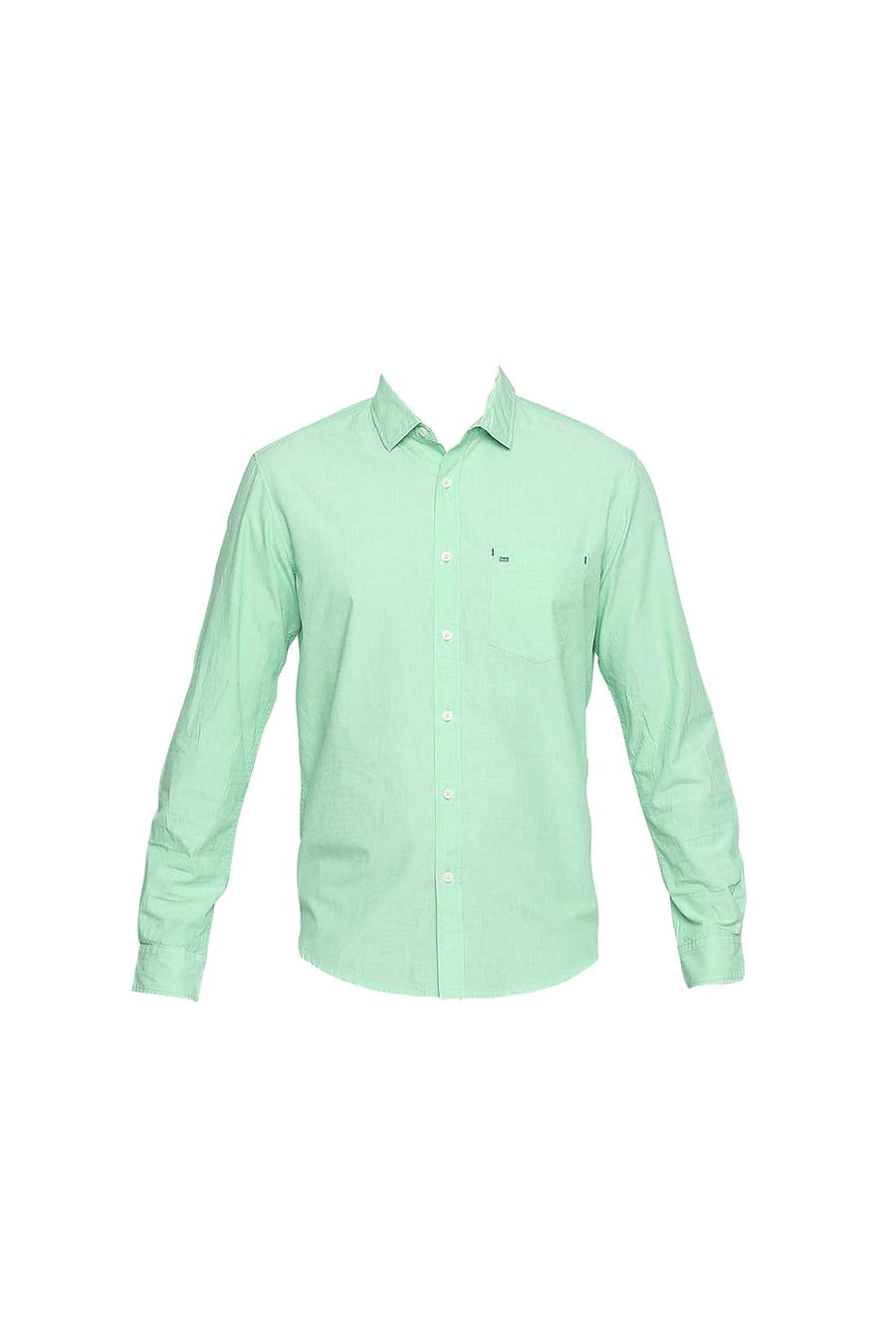 BASICS SLIM FIT GREEN ASH FIL A FIL SHIRT