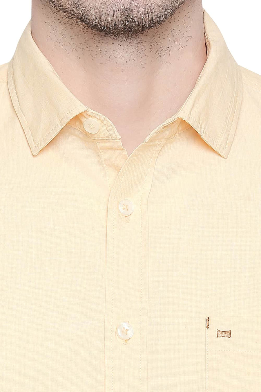 BASICS SLIM FIT GOLDEN HAZE FIL A FIL SHIRT
