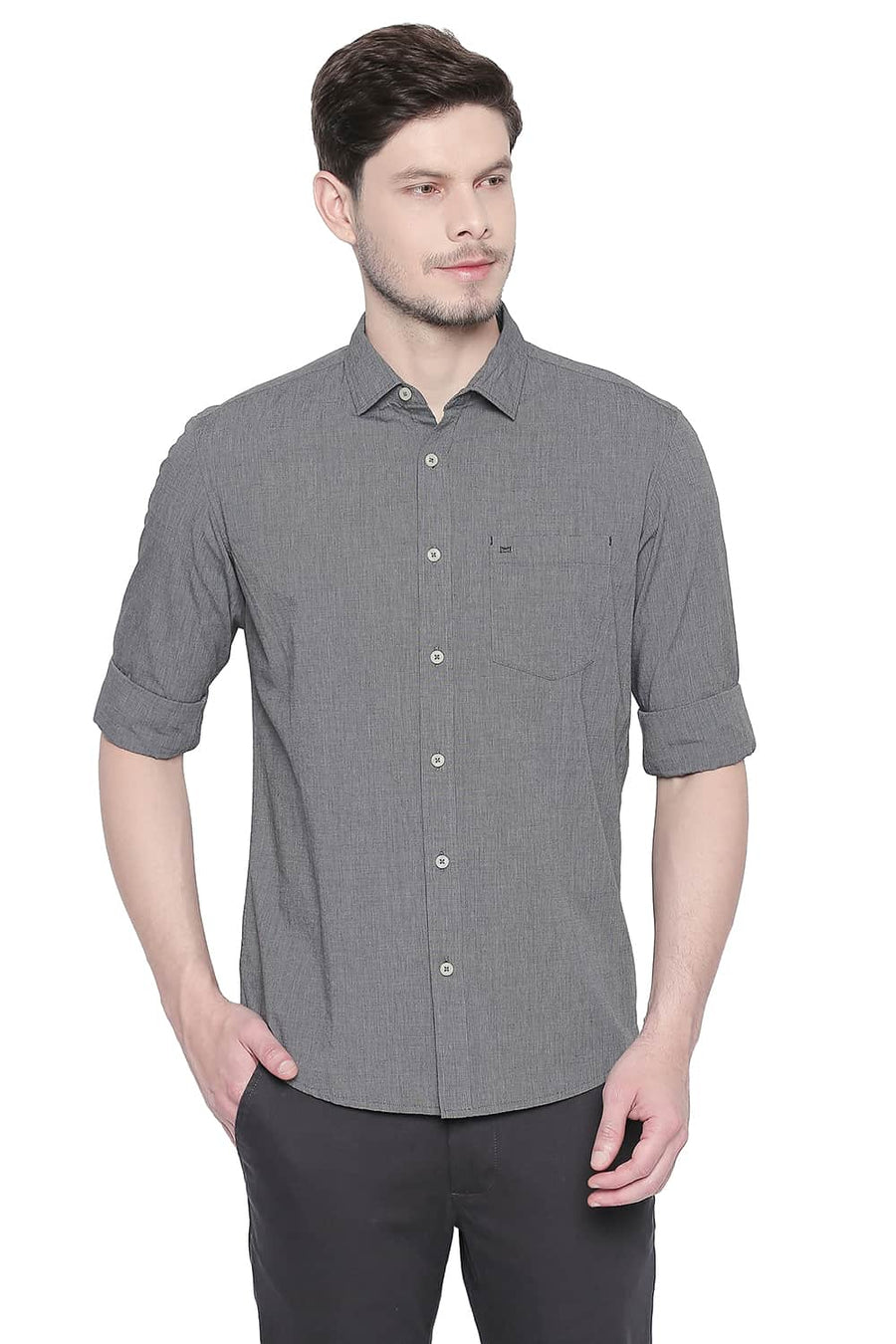 BASICS SLIM FIT PHANTOM BLACK FIL A FIL SHIRT