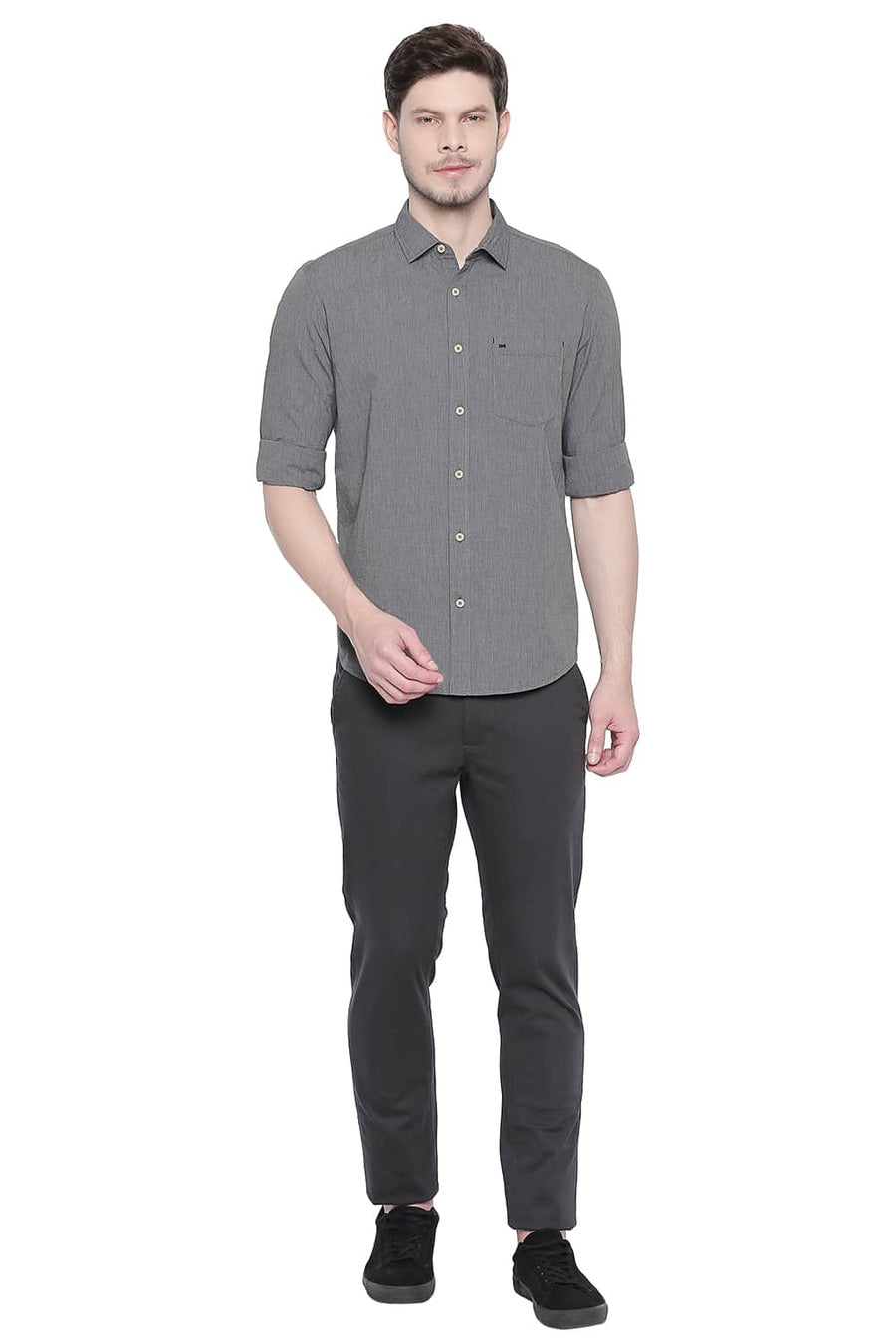 BASICS SLIM FIT PHANTOM BLACK FIL A FIL SHIRT