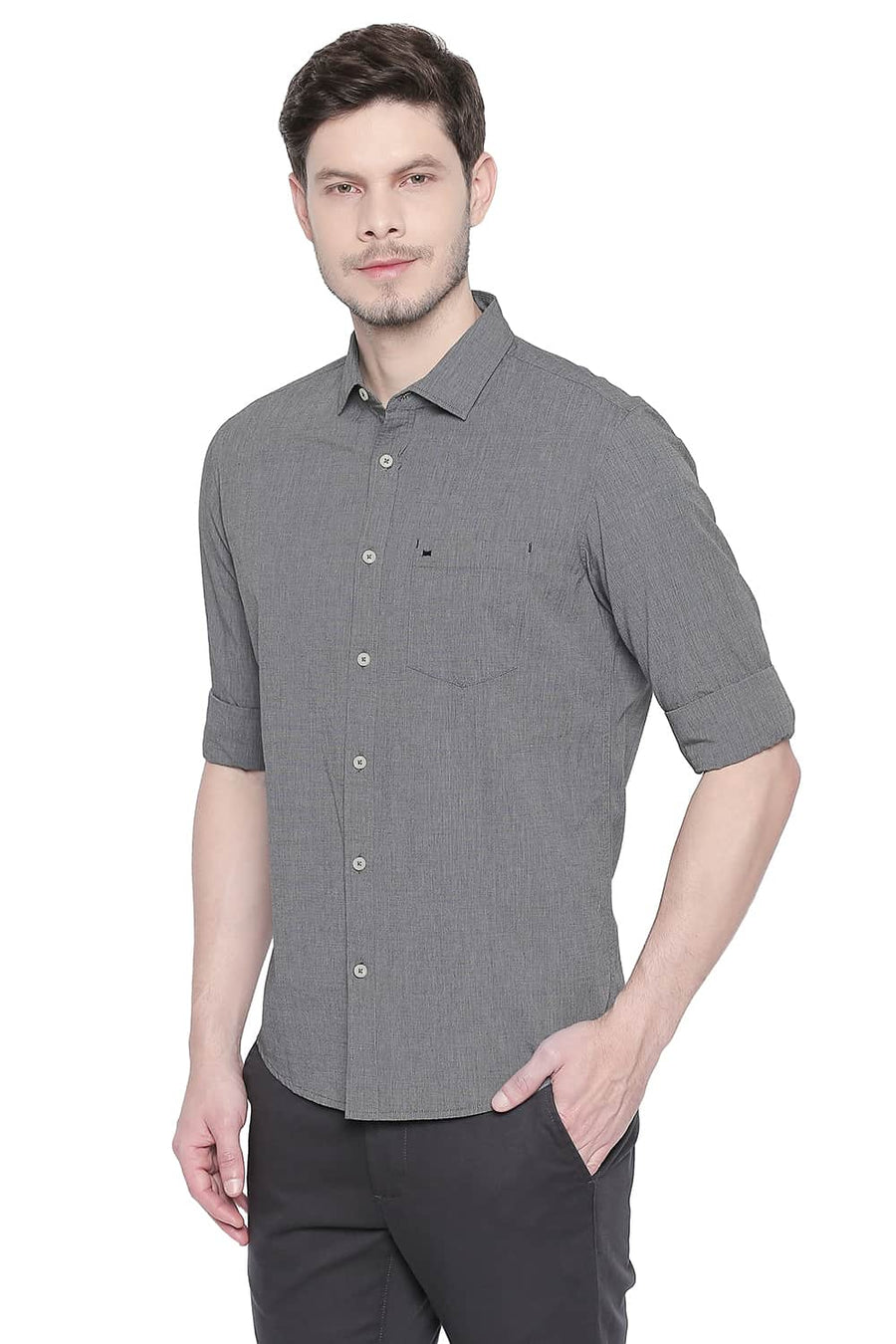 BASICS SLIM FIT PHANTOM BLACK FIL A FIL SHIRT