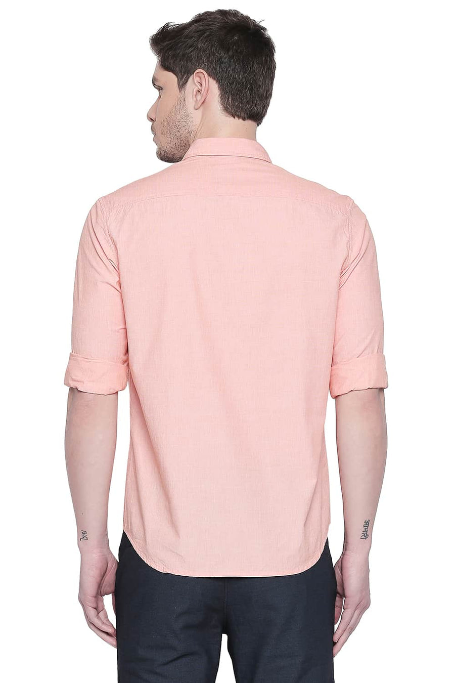BASICS SLIM FIT PEACH NECTAR FIL A FIL SHIRT