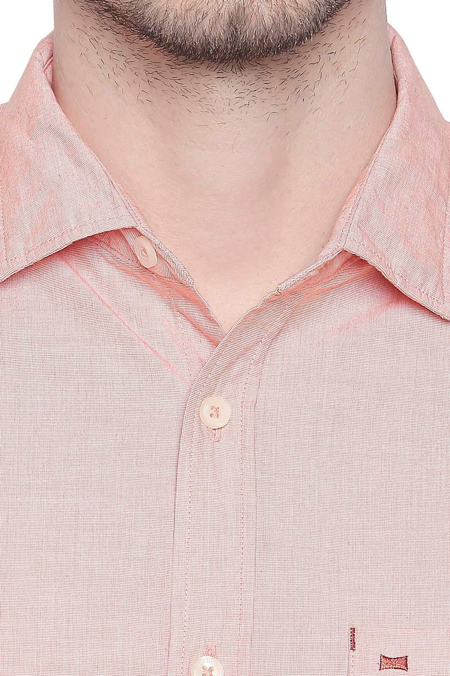 BASICS SLIM FIT PEACH NECTAR FIL A FIL SHIRT