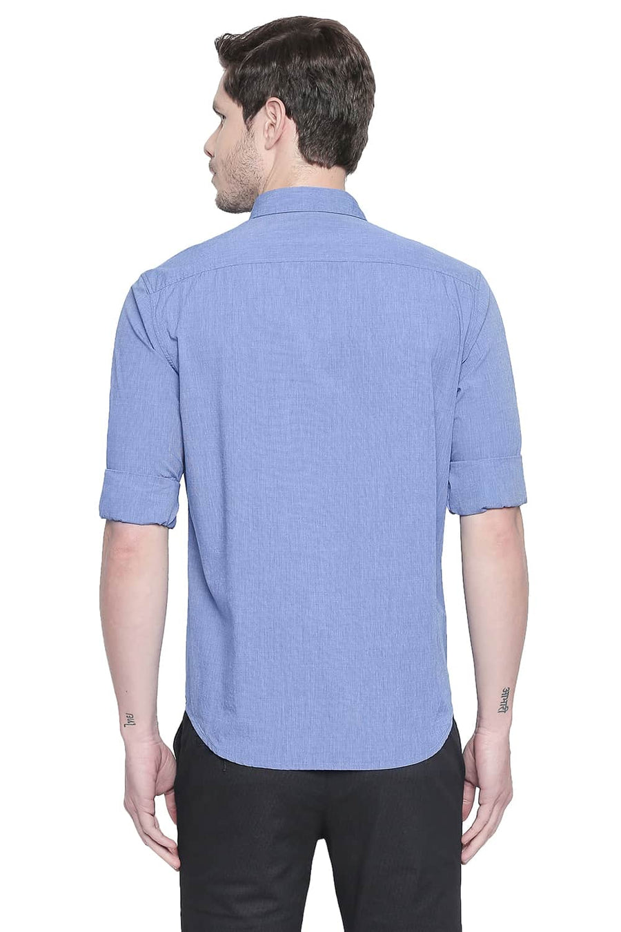 BASICS SLIM FIT IMPERIAL BLUE FIL A FIL SHIRT