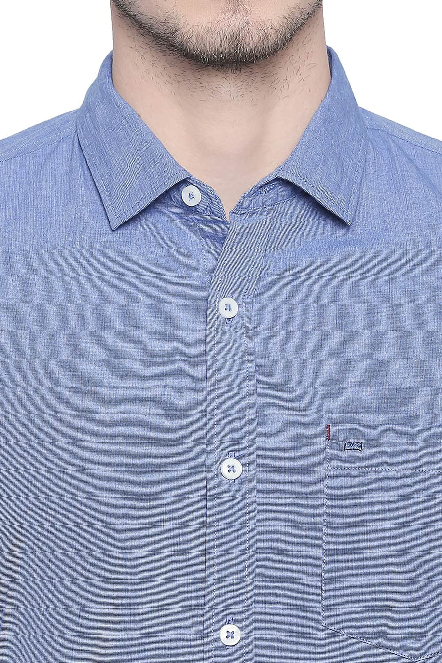 BASICS SLIM FIT IMPERIAL BLUE FIL A FIL SHIRT