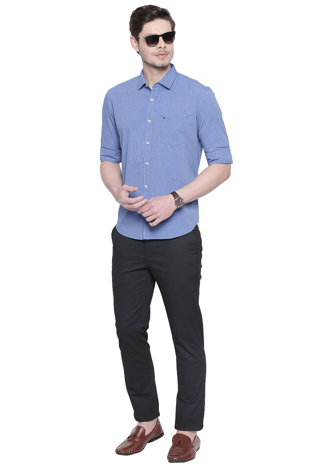 BASICS SLIM FIT FIL A FIL SHIRT