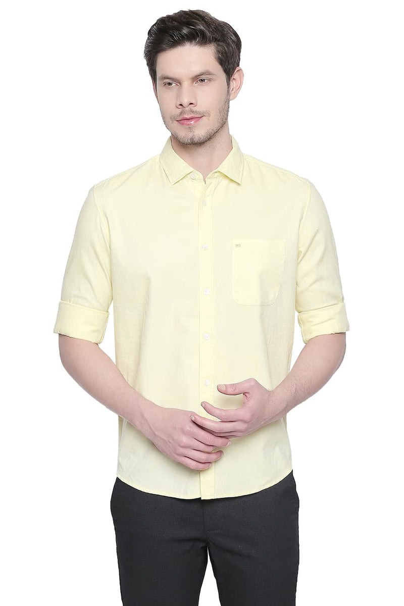 BASICS SLIM FIT DOBBY SHIRT