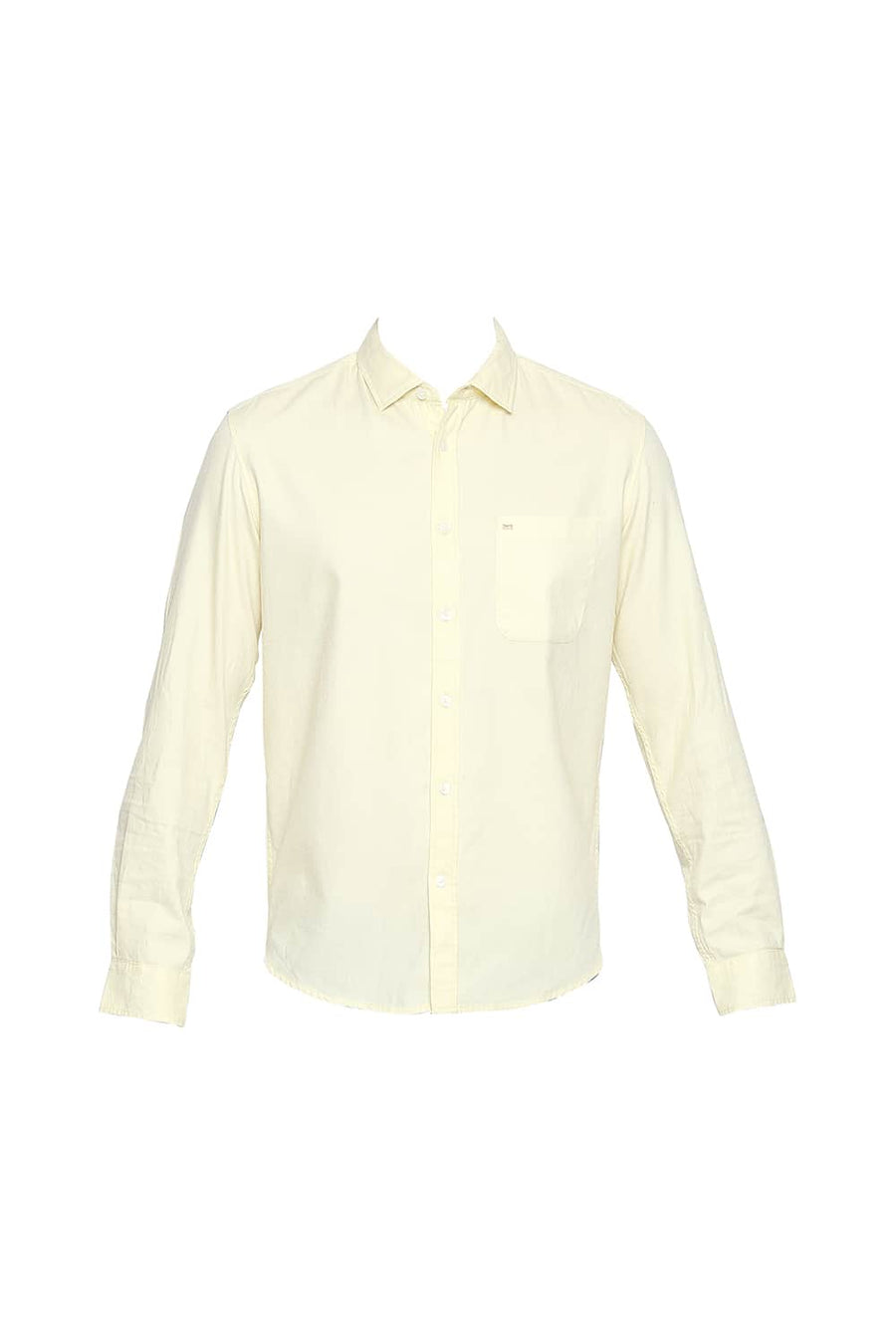 BASICS SLIM FIT TENDER YELLOW DOBBY SHIRT
