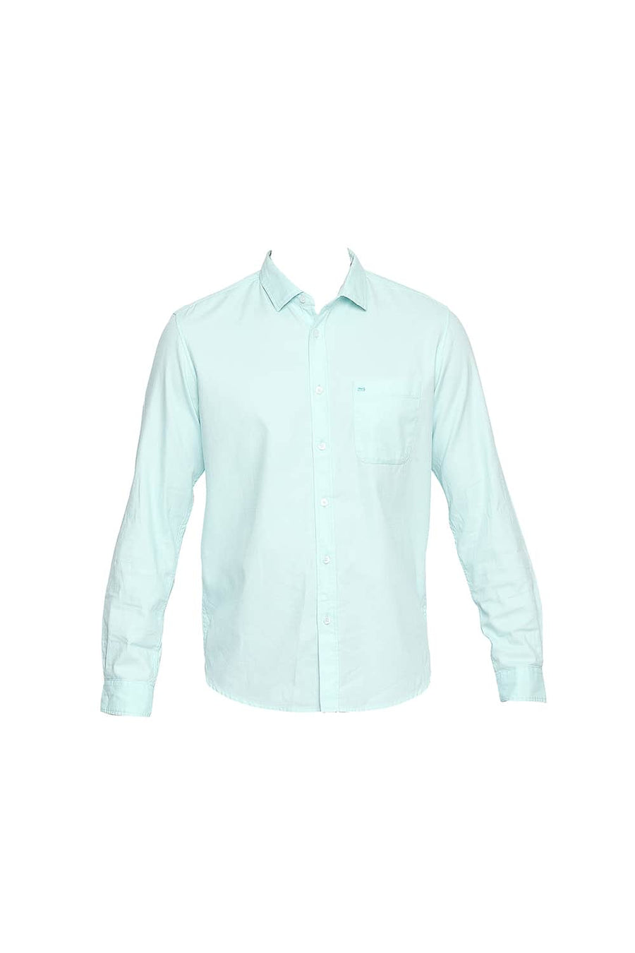 BASICS SLIM FIT BLEACHED TURQUOISE DOBBY SHIRT