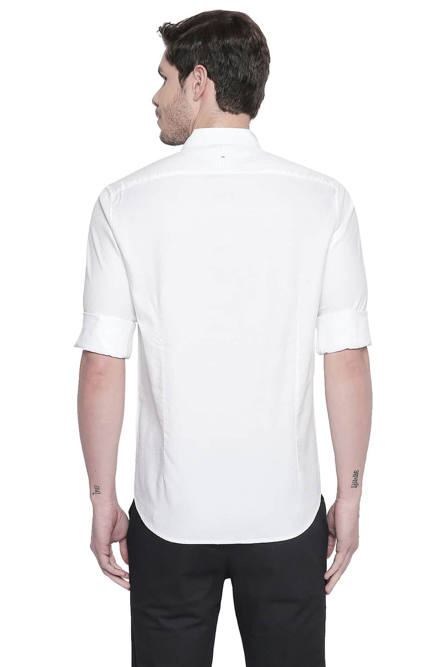 BASICS SLIM FIT BLANC WHITE DOBBY SHIRT