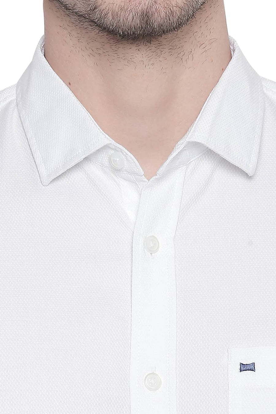 BASICS SLIM FIT BLANC WHITE DOBBY SHIRT