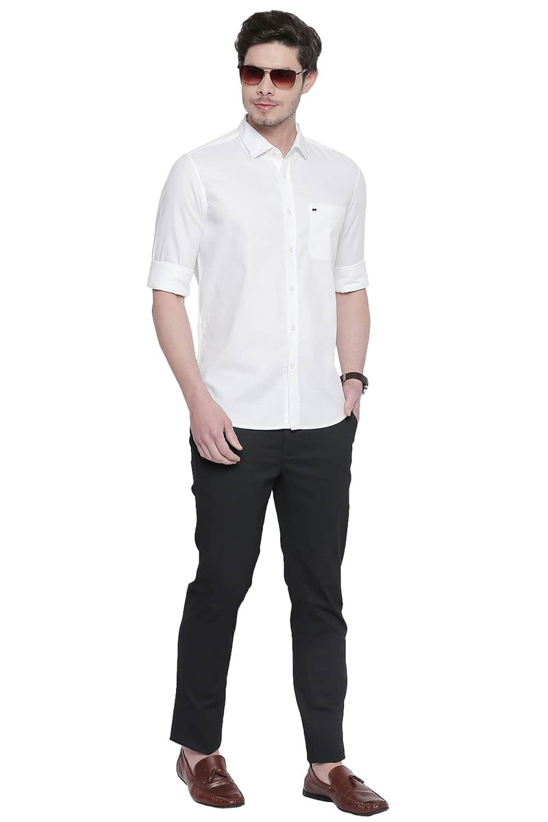 BASICS SLIM FIT DOBBY SHIRT