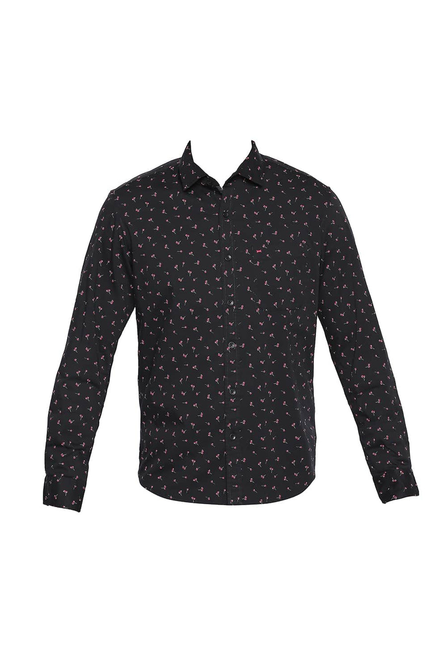 BASICS SLIM FIT STRETCH LIMO PRINTED STRETCH SHIRT