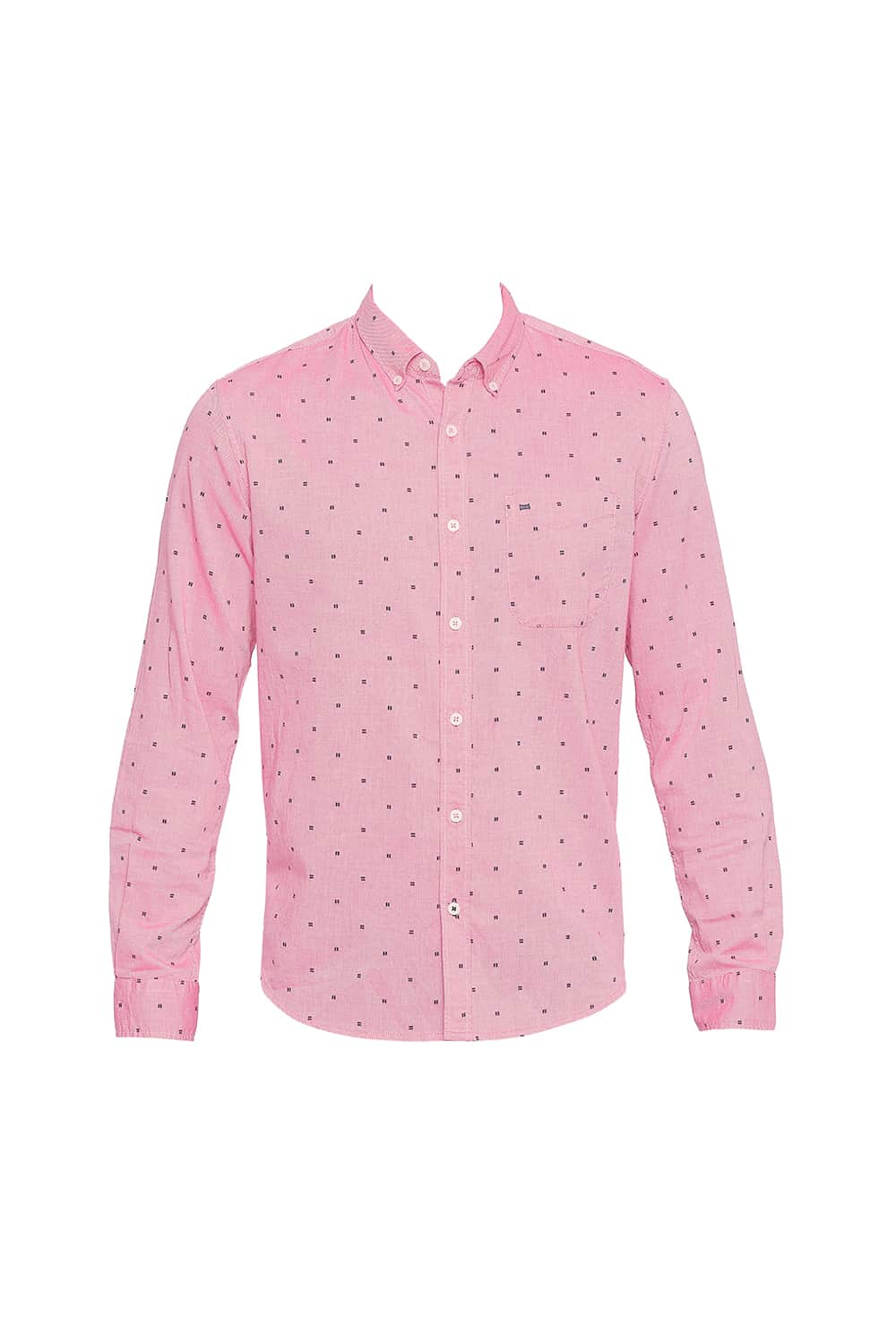 BASICS SLIM FIT OXFORD PRINTED SHIRT