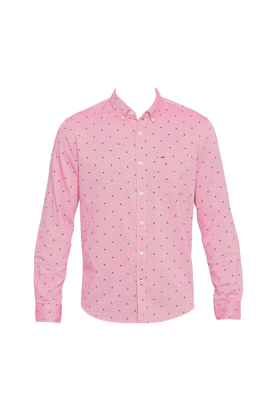 BASICS SLIM FIT AZALEA PINK ROYAL OXFORD PRINTED SHIRT