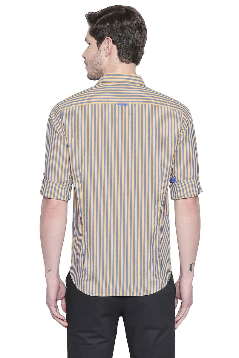 BASICS SLIM FIT ROYAL OXFORD STRIPES SHIRT