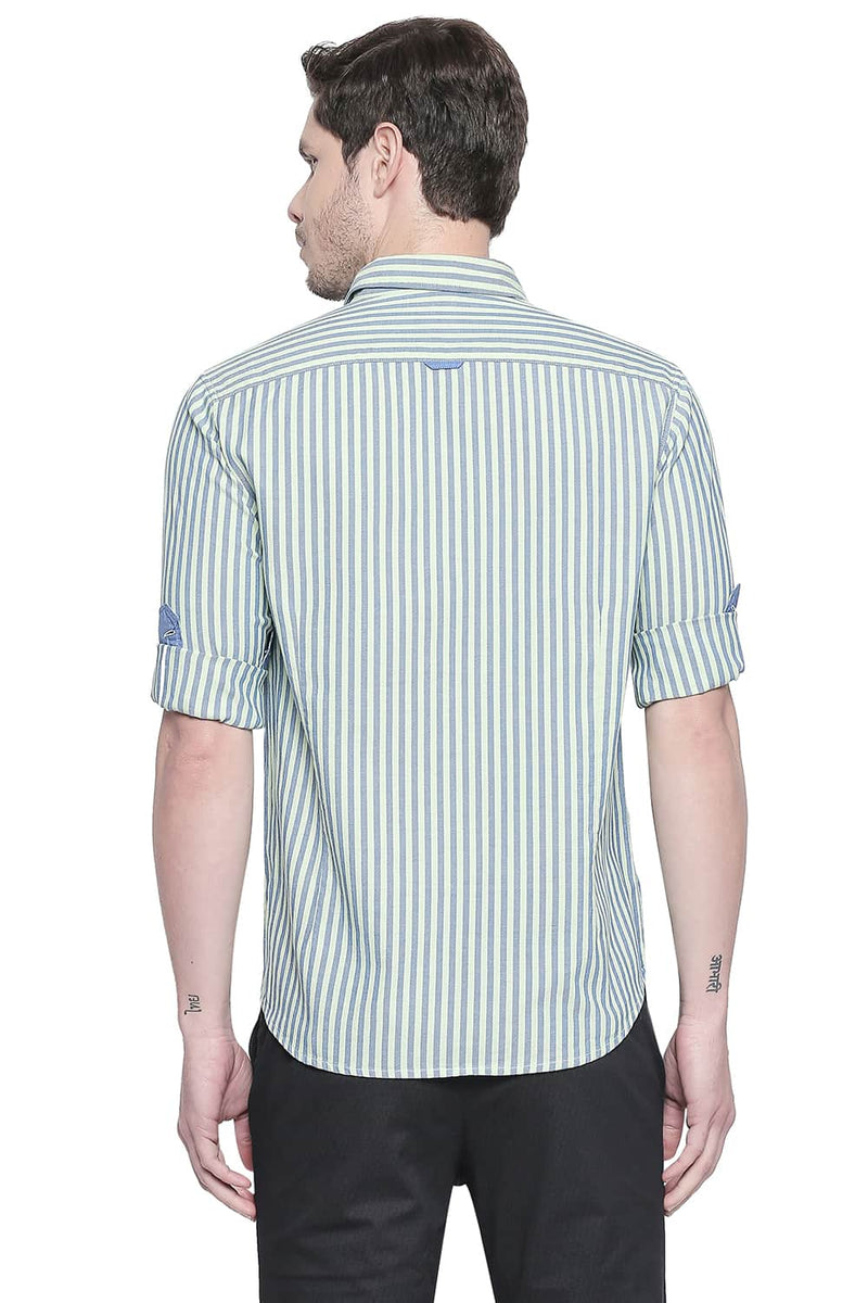 BASICS SLIM FIT ROYAL OXFORD STRIPES SHIRT