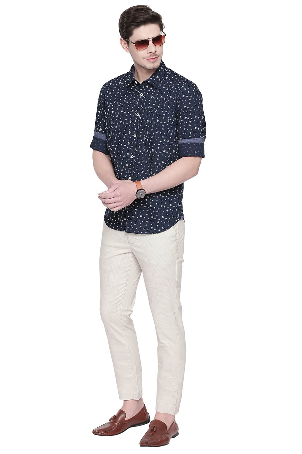 BASICS SLIM FIT PRINTED SHIRT