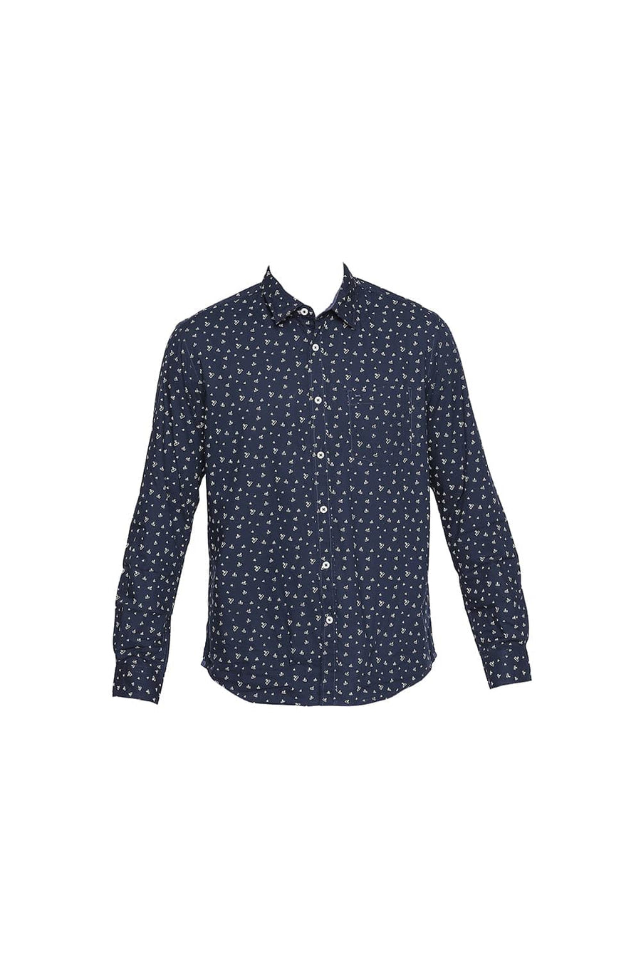 BASICS SLIM FIT MAJOLICA NAVY PRINTED SHIRT