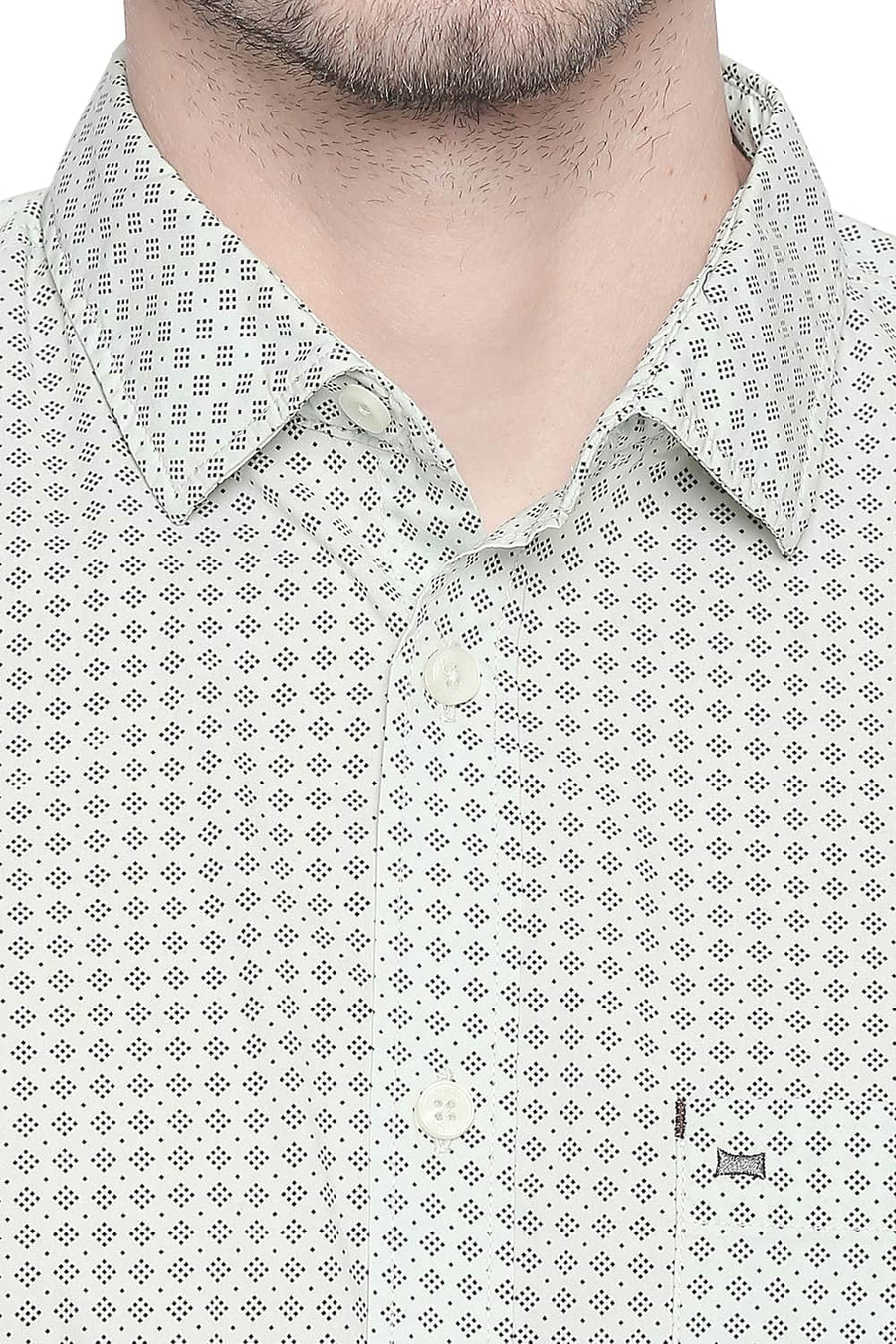 BASICS SLIM FIT PHANTOM GREEN PRINTED SHIRT