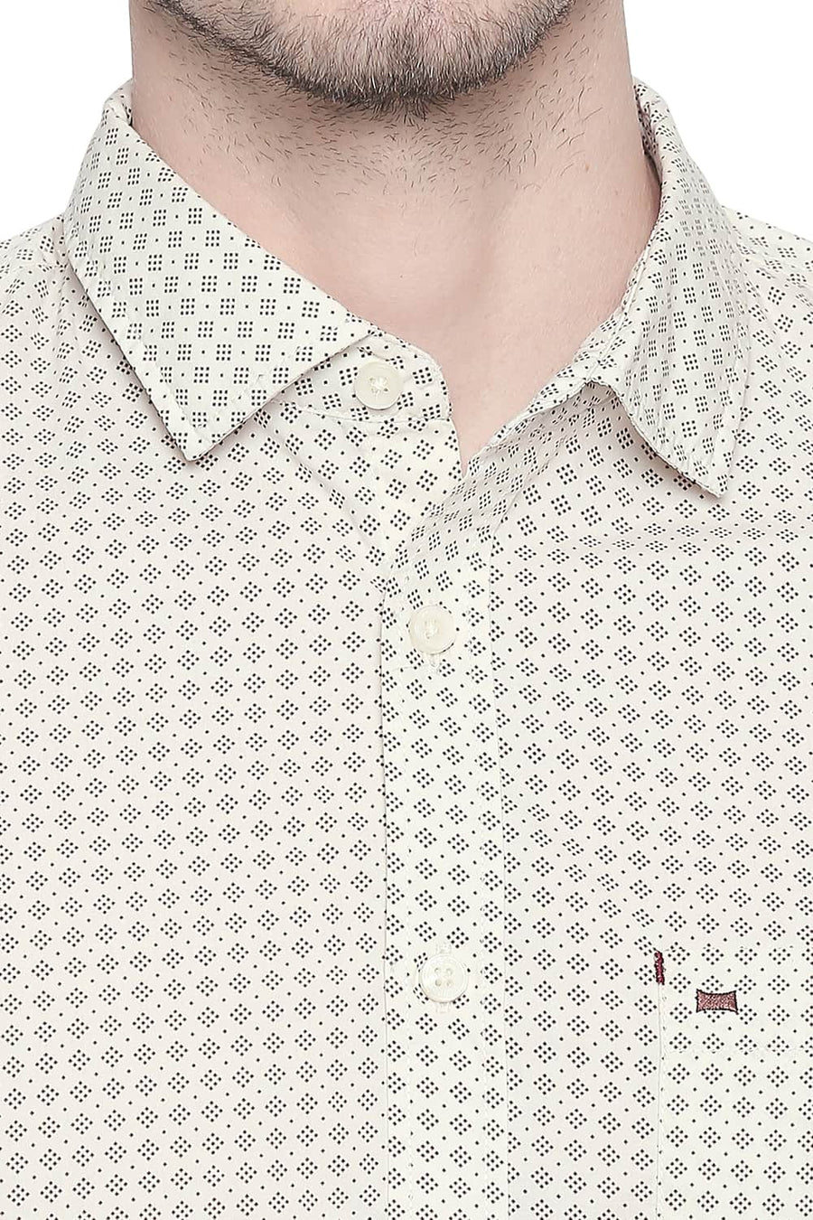 BASICS SLIM FIT RUTABAGA YELLOW PRINTED SHIRT
