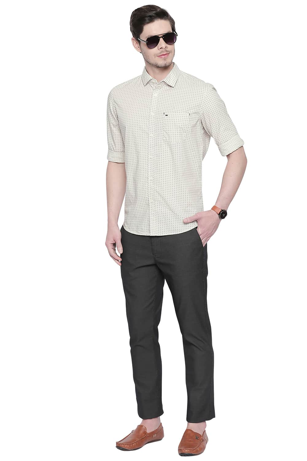 BASICS SLIM FIT PRINTED SHIRT