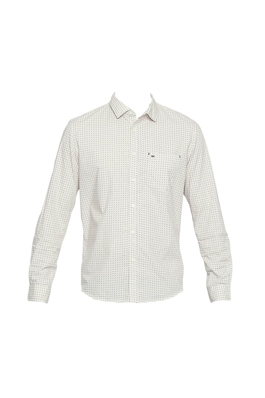 BASICS SLIM FIT RUTABAGA YELLOW PRINTED SHIRT