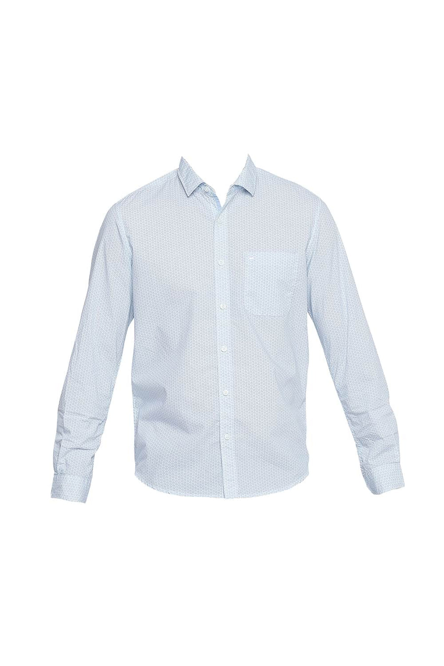 BASICS SLIM FIT CYAN BLUE PRINTED SHIRT