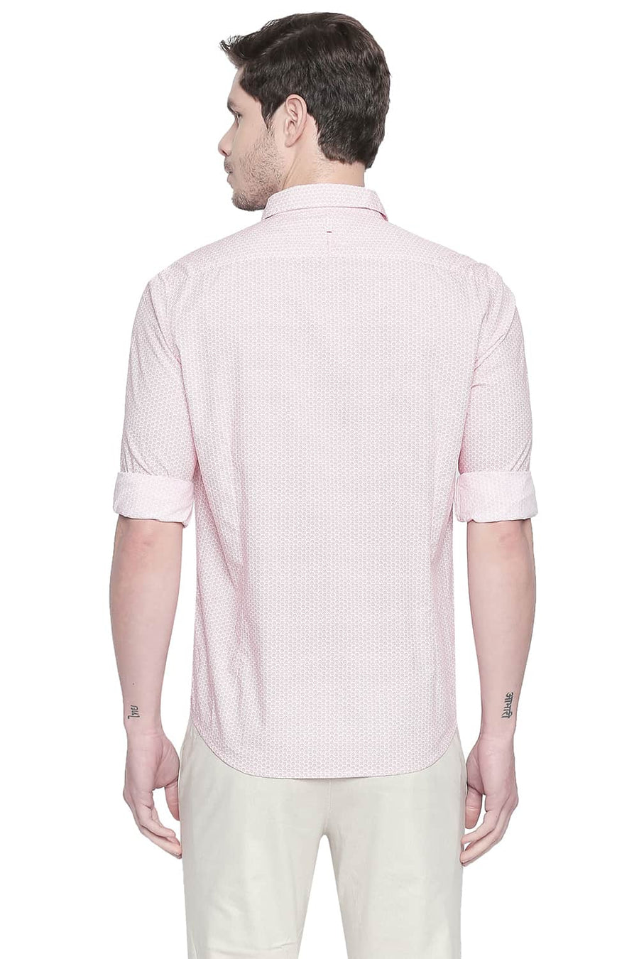 BASICS SLIM FIT RACING RED PRINTED SHIRT