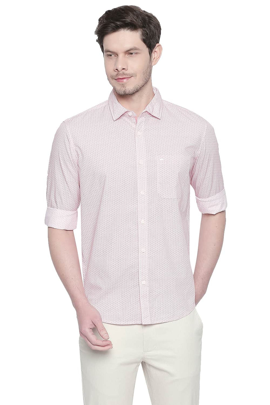 BASICS SLIM FIT RACING RED PRINTED SHIRT