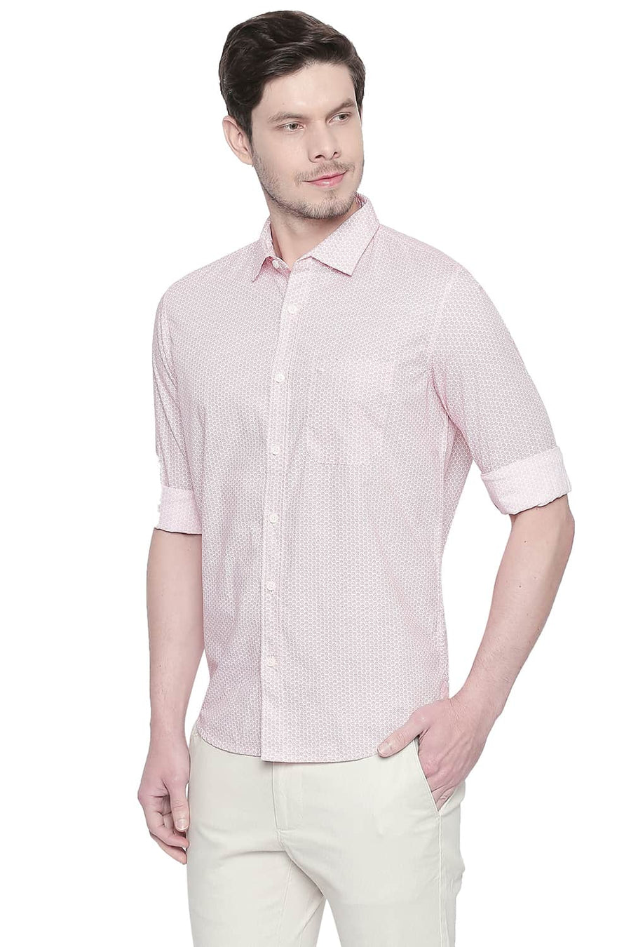 BASICS SLIM FIT RACING RED PRINTED SHIRT