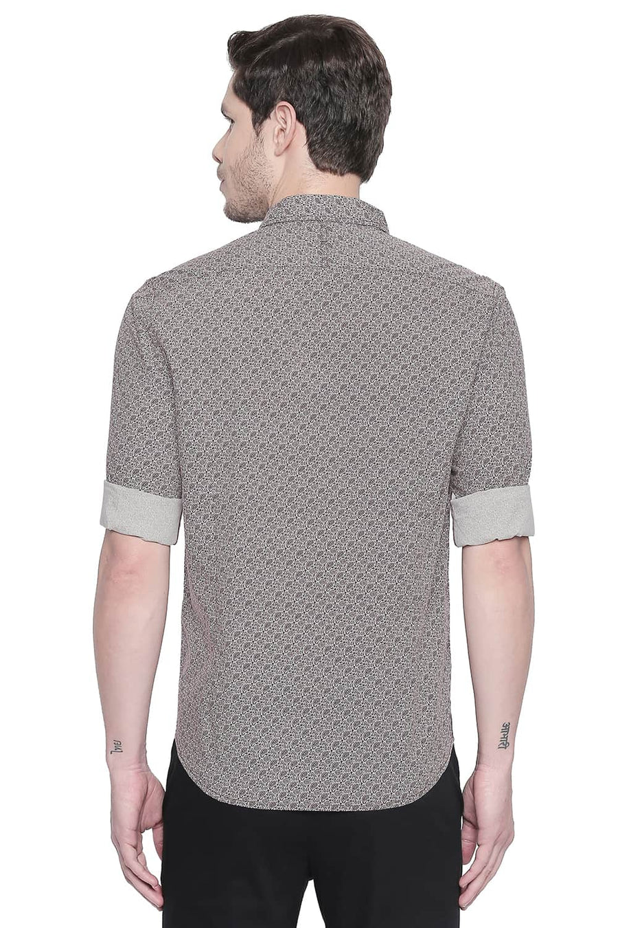 BASICS SLIM FIT RED MAHOGANY PRINTED SHIRT