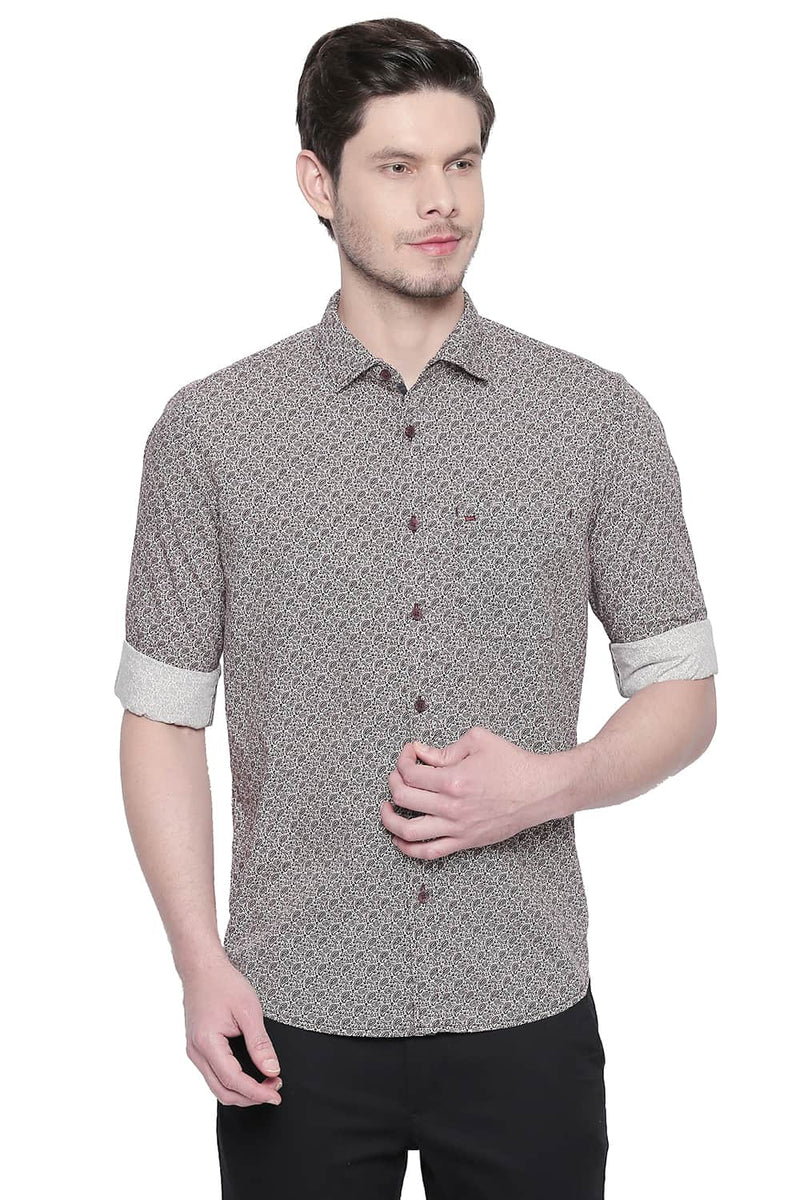 BASICS SLIM FIT PRINTED SHIRT