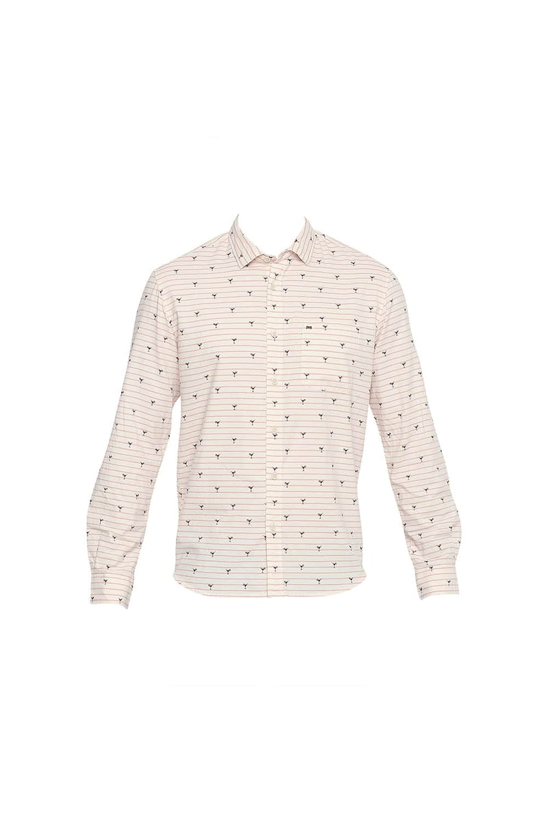 BASICS SLIM FIT OXFORD PRINTED SHIRT