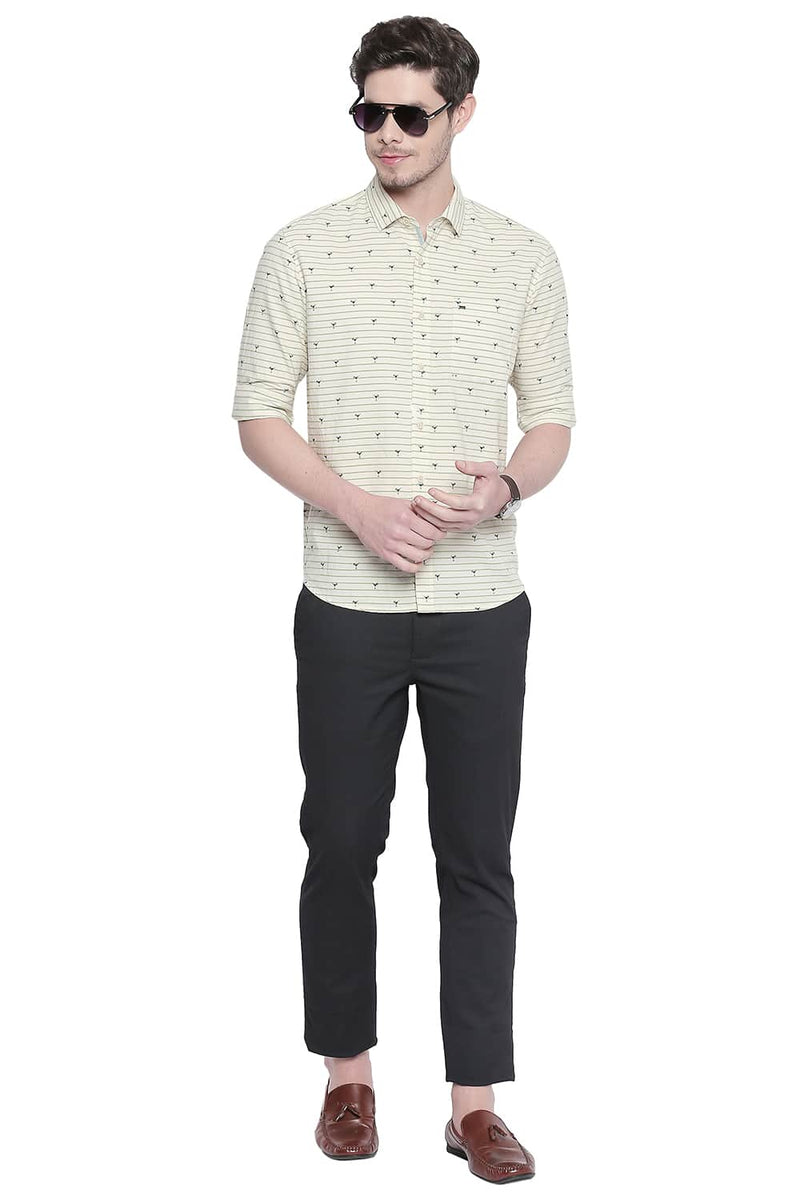 BASICS SLIM FIT OXFORD PRINTED SHIRT