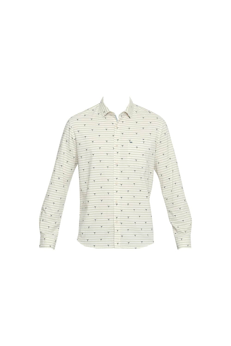 BASICS SLIM FIT OXFORD PRINTED SHIRT