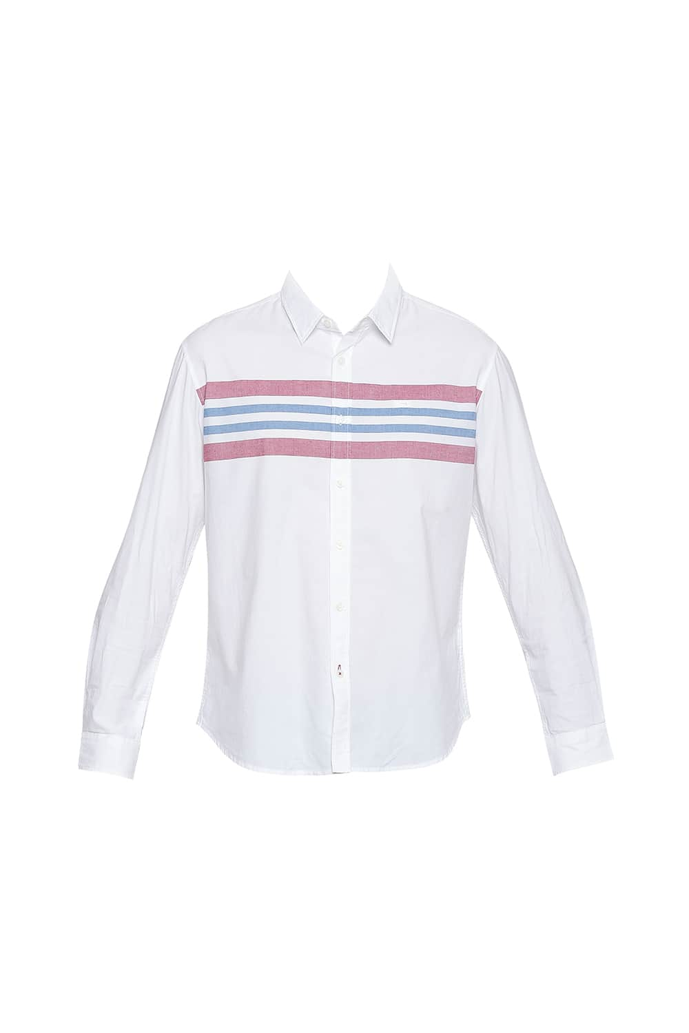 BASICS SLIM FIT ENGINEERED STRIPES SHIRT