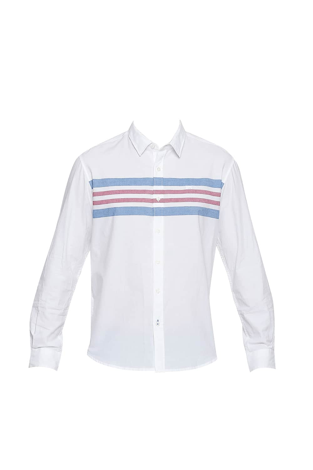 BASICS SLIM FIT ENGINEERED STRIPES SHIRT