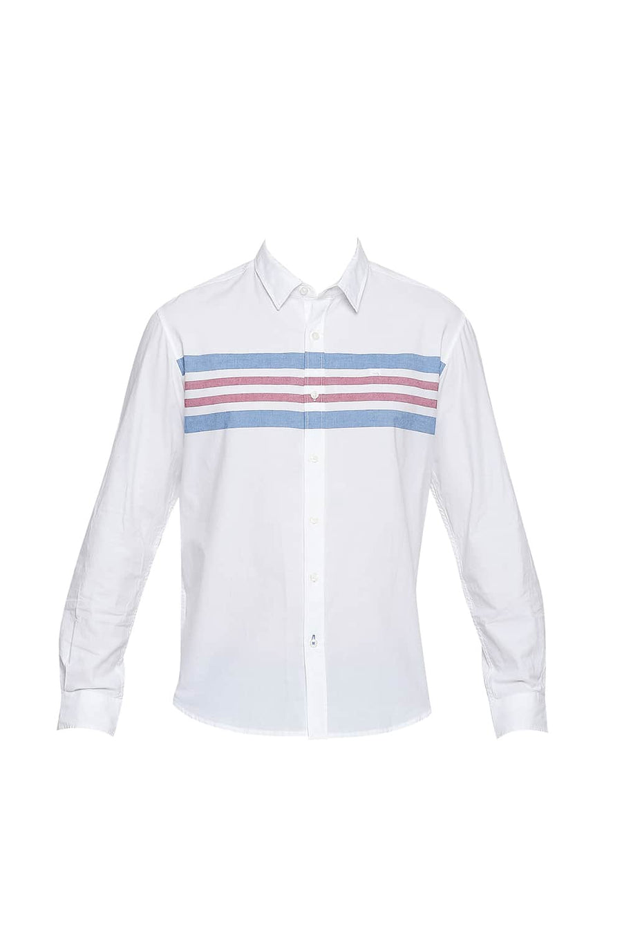 BASICS SLIM FIT MYKONOS BLUE ENGINEERED STRIPES SHIRT