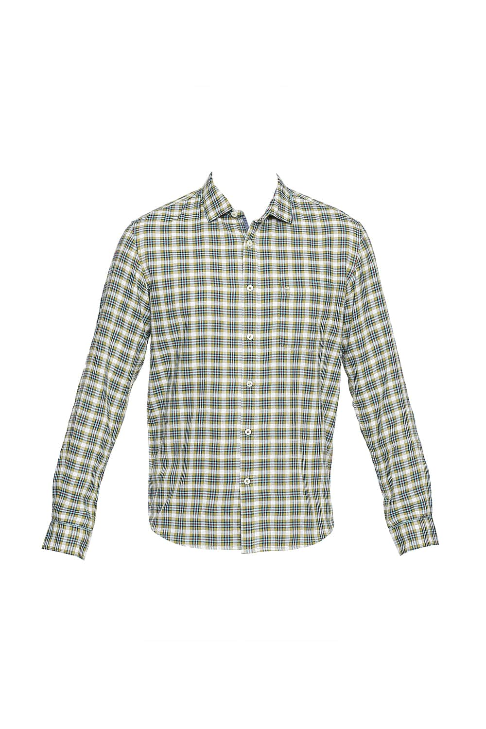 BASICS SLIM FIT DOBBY CHECKS SHIRT