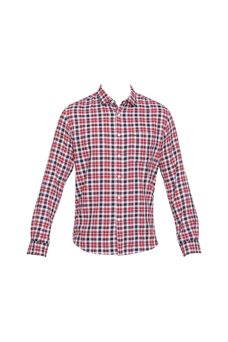 BASICS SLIM FIT DOBBY CHECKS SHIRT