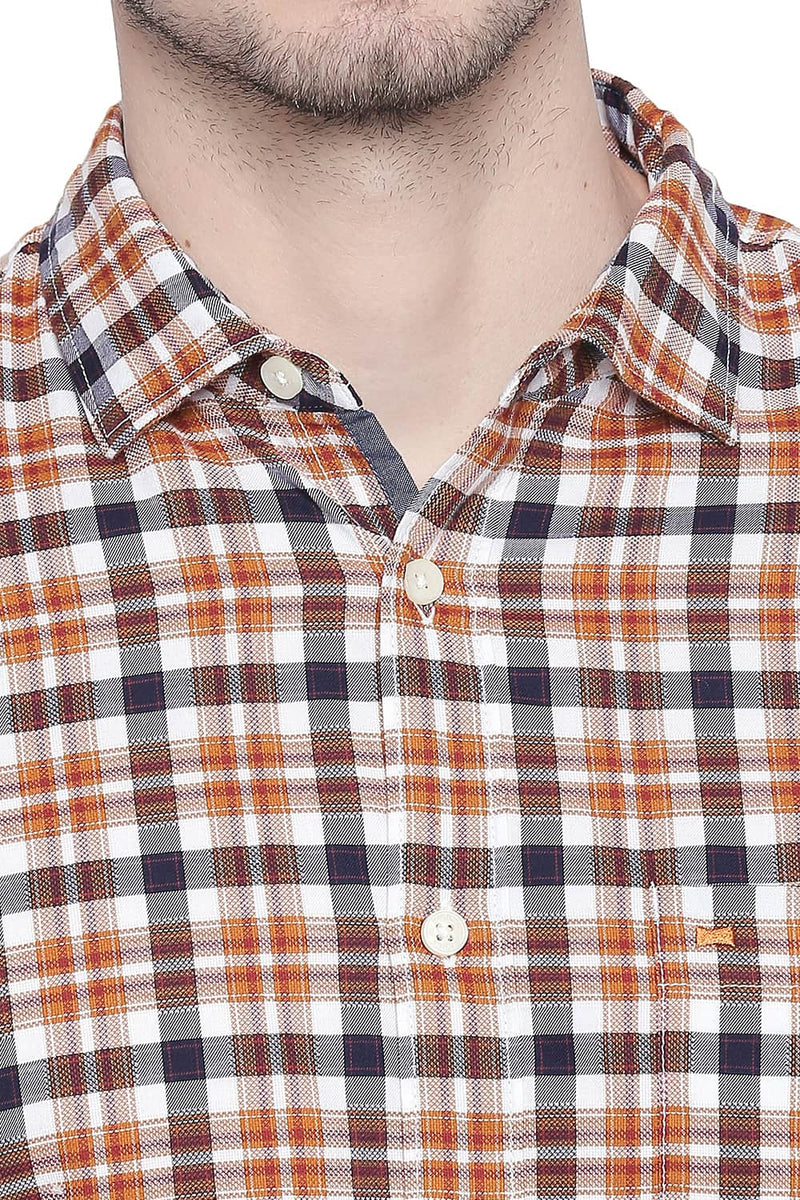 BASICS SLIM FIT DOBBY CHECKS SHIRT