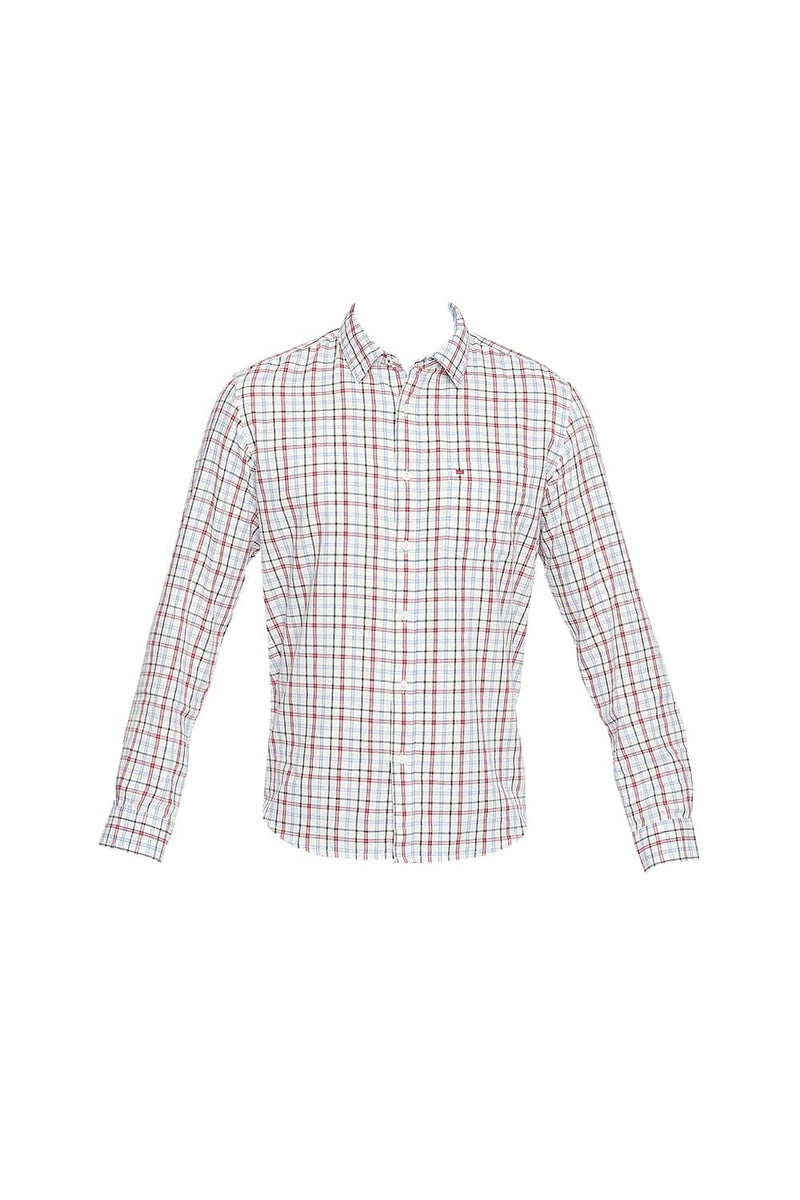 BASICS SLIM FIT DOBBY CHECKS SHIRT