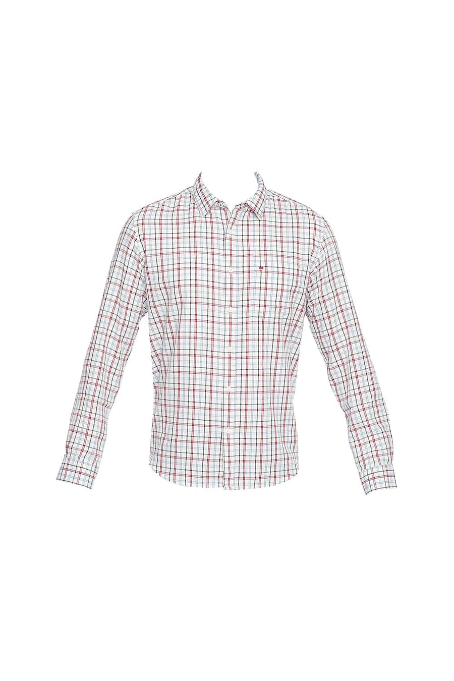 BASICS SLIM FIT AMERICAN RED DOBBY CHECKS SHIRT