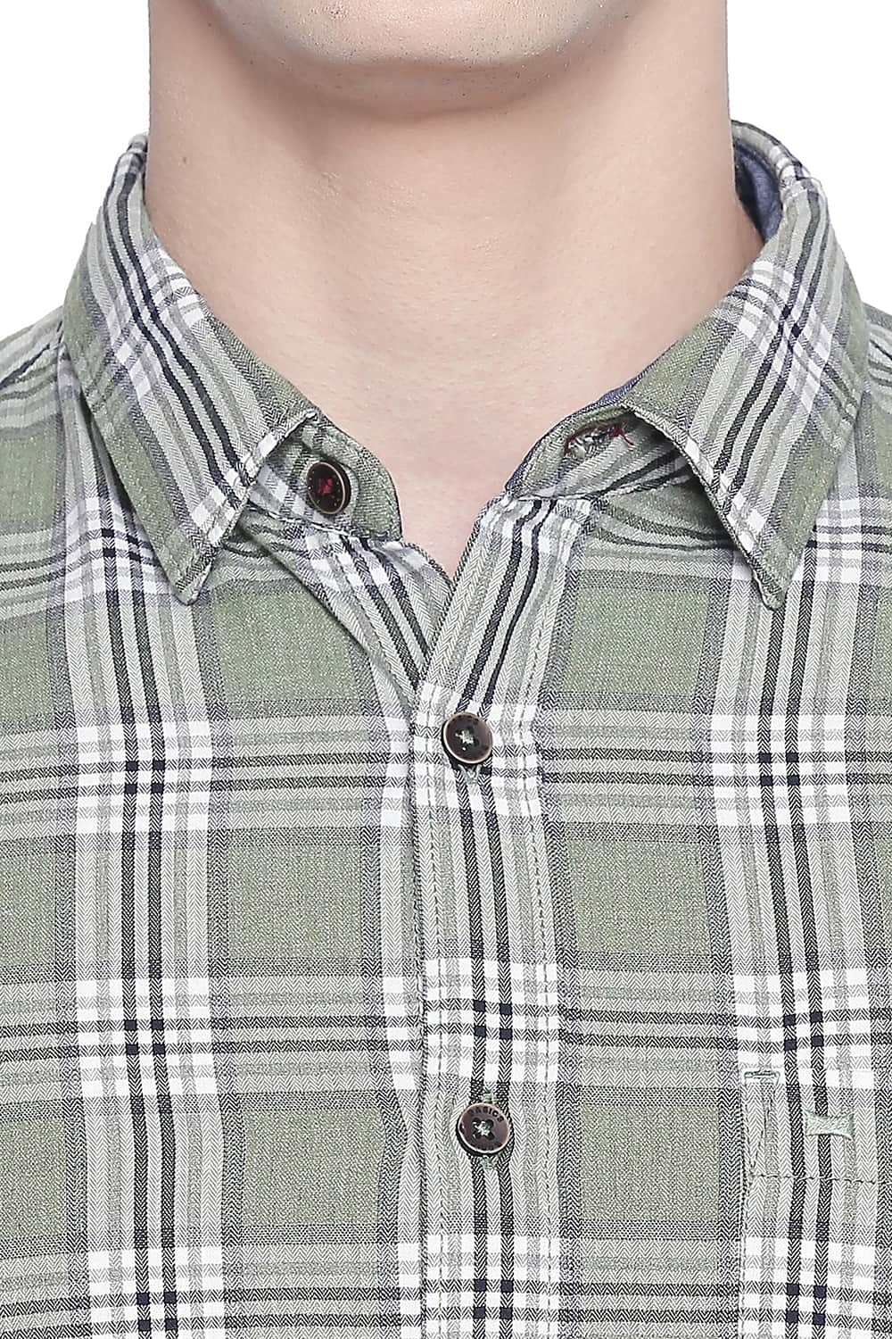 BASICS SLIM FIT MELANGE CHECKS SHIRT