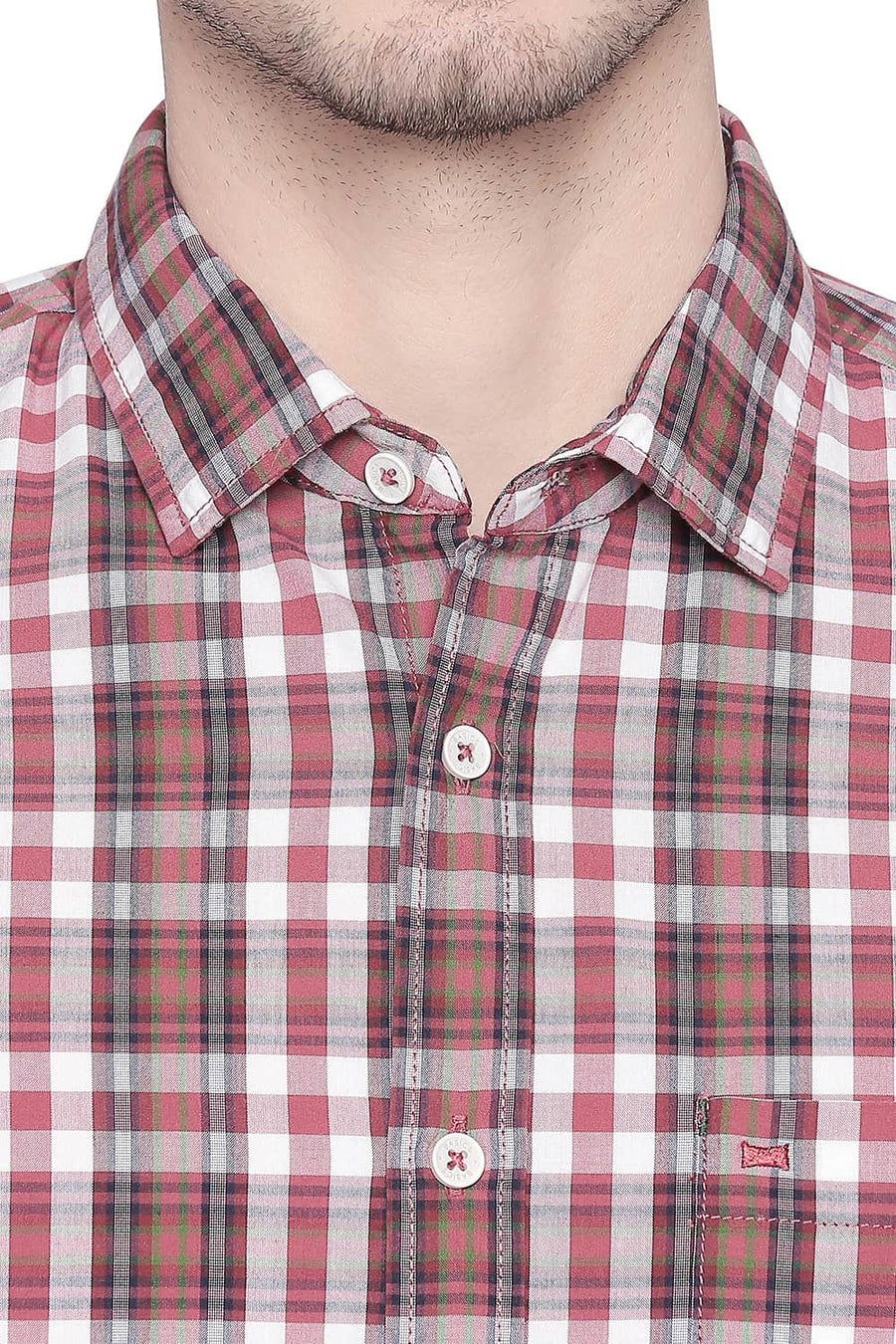 BASICS SLIM FIT COWHIDE RED CHECKS SHIRT