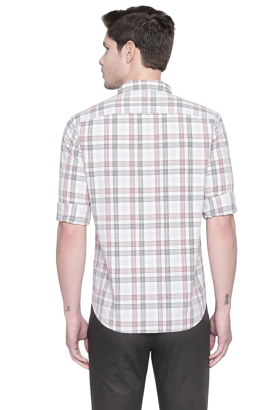 BASICS SLIM FIT AMERICAN RED CHECKS SHIRT