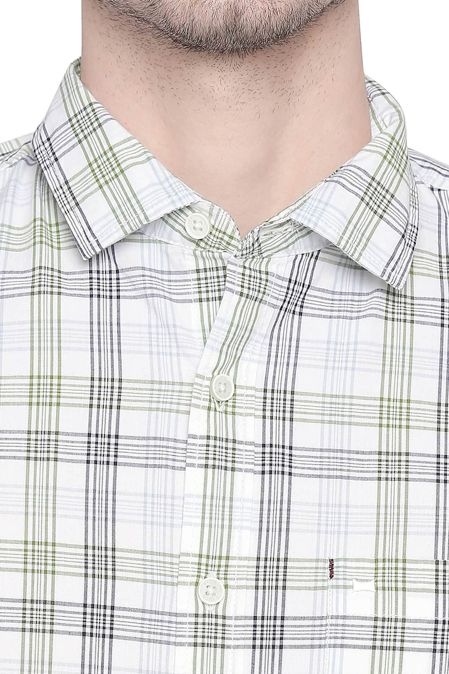 BASICS SLIM FIT GREEN TEX CHECKS SHIRT